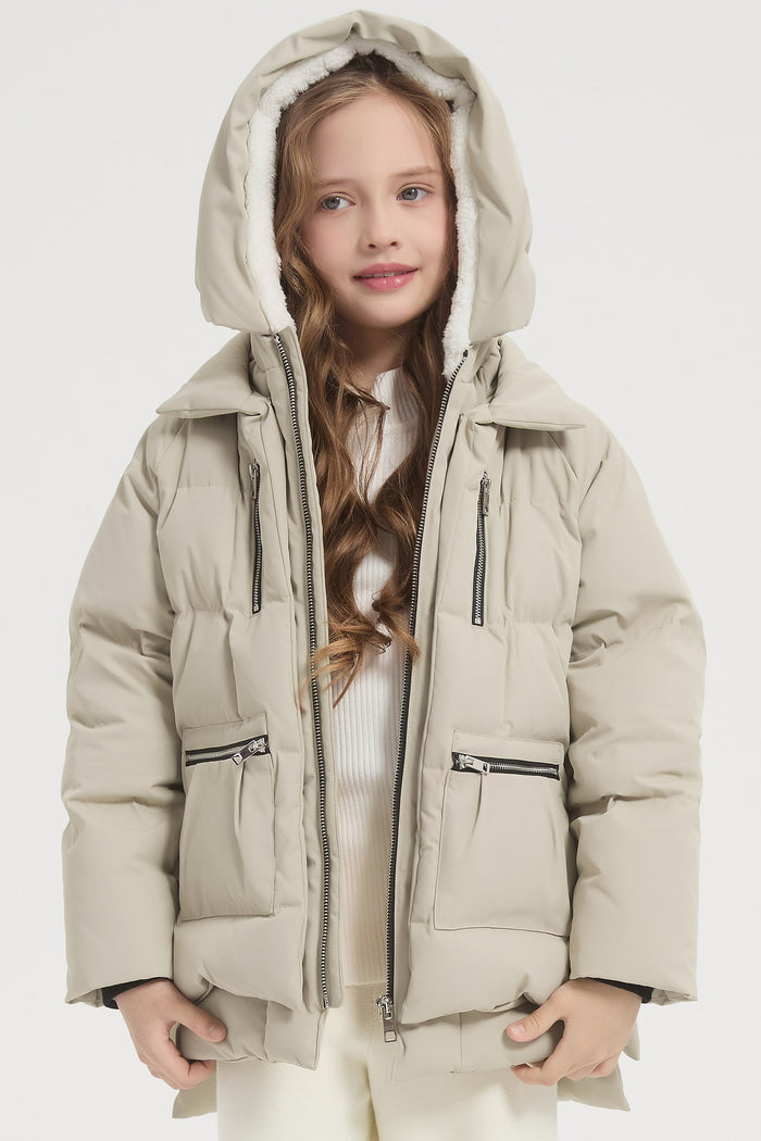 Orolay 092 Classics Kids Thickened Hooded Down Coat #color_beige