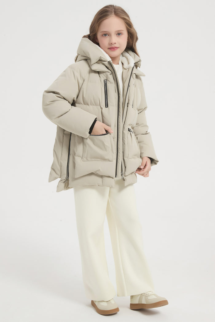 Orolay 092 Classics Kids Thickened Hooded Down Coat #color_beige