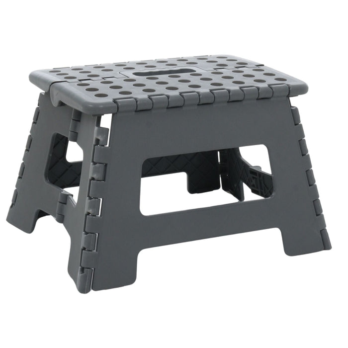 22cm Folding Step Stool Grey Platform Portable Carry Handle Plastic