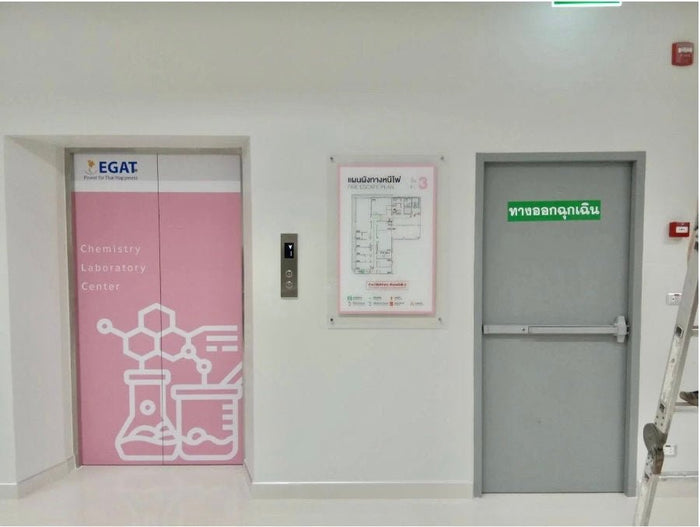 custom signage ป้ายแผนผังทางหนีไฟ wall sign