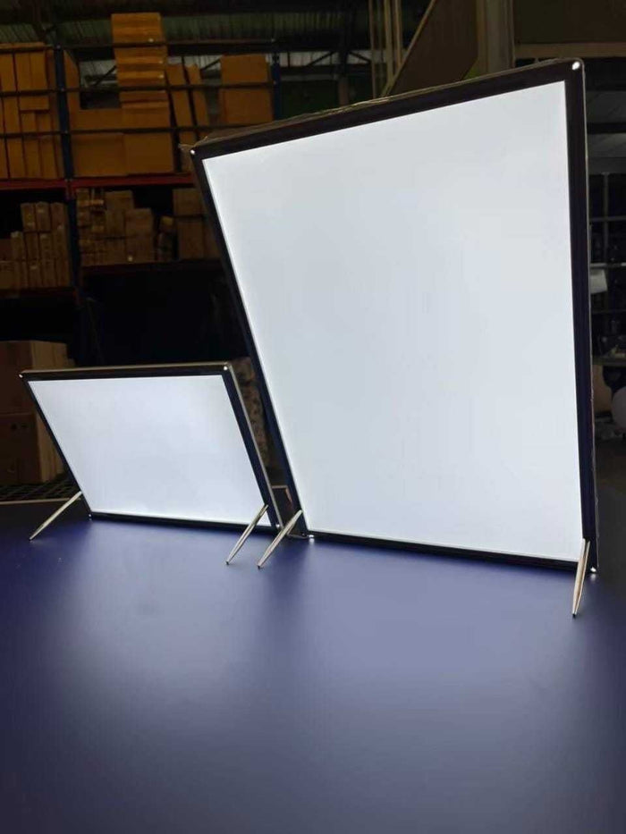 ป้ายไฟตั้งโต๊ะ LED ขนาด A3 และ A4 พร้อมขาตั้ง kickstand สำหรับเคาน์เตอร์ร้านอาหารและคาเฟ่
