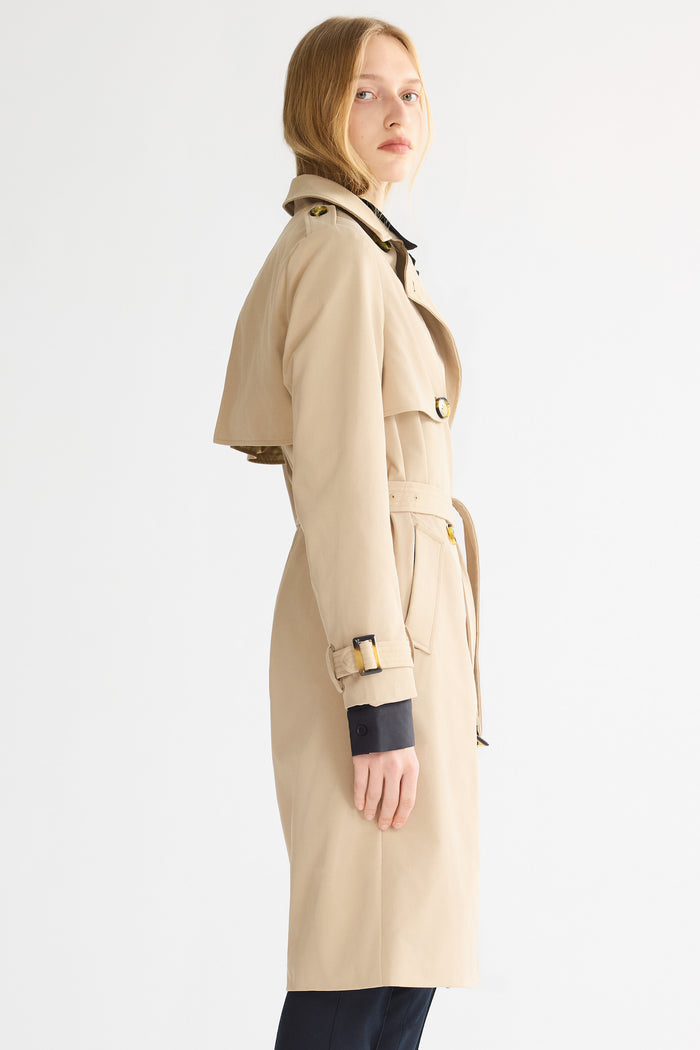 Trench-women 3/4 Belted Double-Breasted Trench from Orolay - #color_Frosted Almond