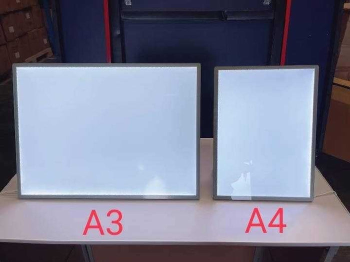 LED Poster Stand A3 A4 backlit light box display size comparison