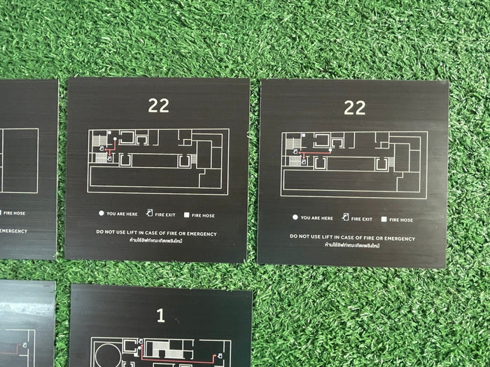 ป้ายแผนผังทางหนีไฟ ดีไซน์ชัดเจน อ่านง่าย ตามมาตรฐาน