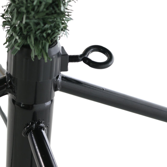 Close-up of a black metal stand with a turn key screw