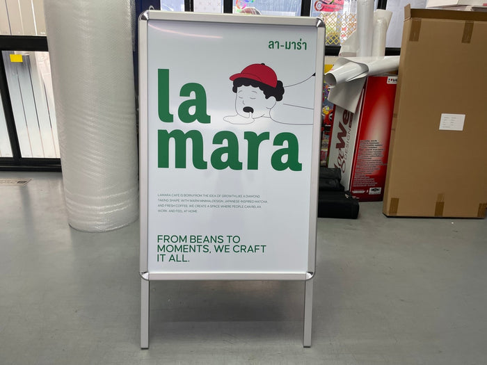 ป้ายตั้งพื้น A-Board อลูมิเนียม พับเก็บได้ ขาตั้งรูปตัว A