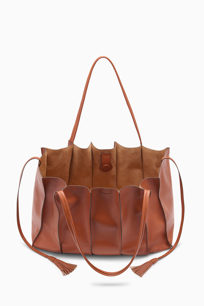 Sierra Brown Leather Adria Tote - Open Interior View | Ulla Johnson