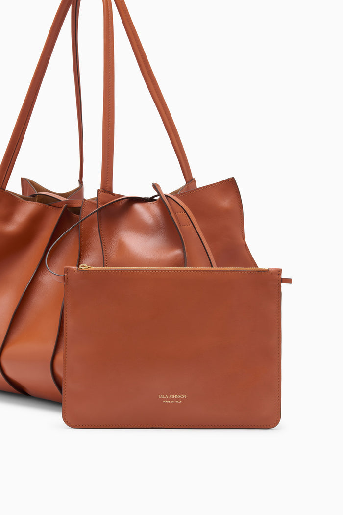 Sierra Brown Leather Adria Tote - Interior Pouch Detail | Ulla Johnson