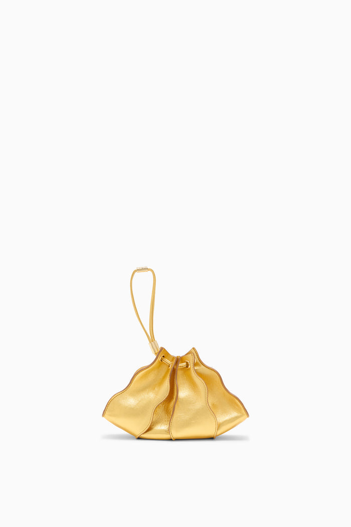 Gold Metallic Leather Adria Wave Crossbody - Wrist Strap View | Ulla Johnson