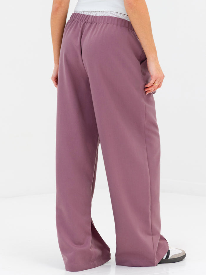 Alana Double Waist Trousers - Dusty Rose