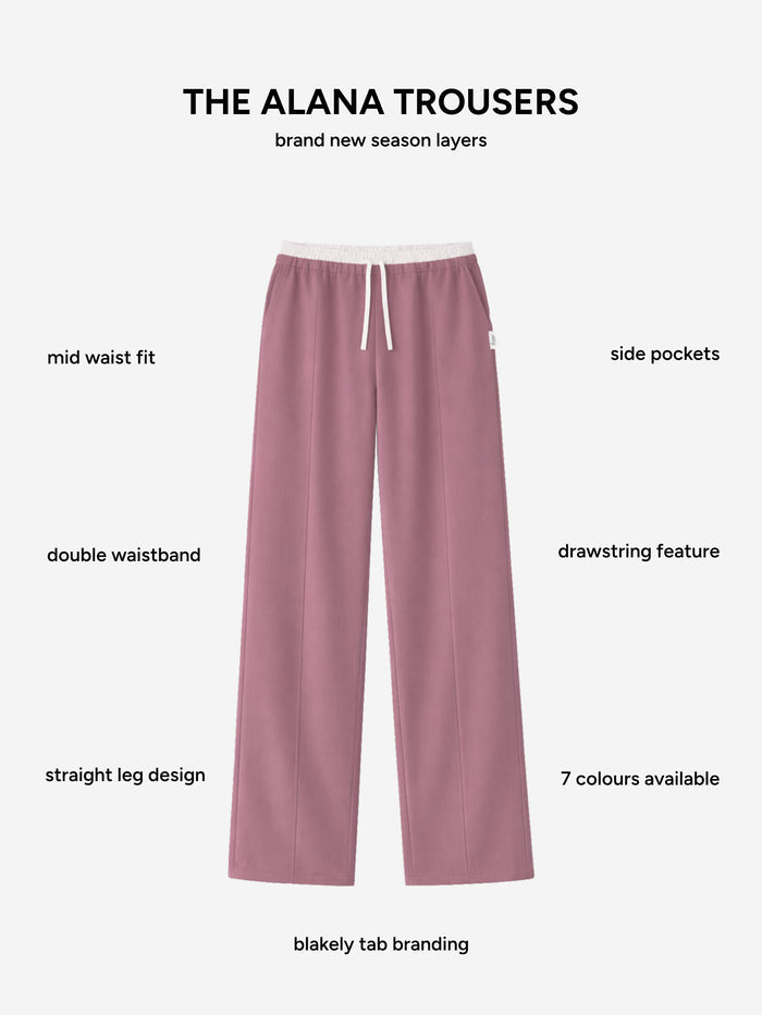Alana Double Waist Trousers - Dusty Rose