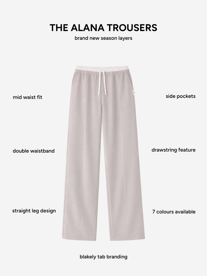 Alana Double Waist Trousers - Pebble