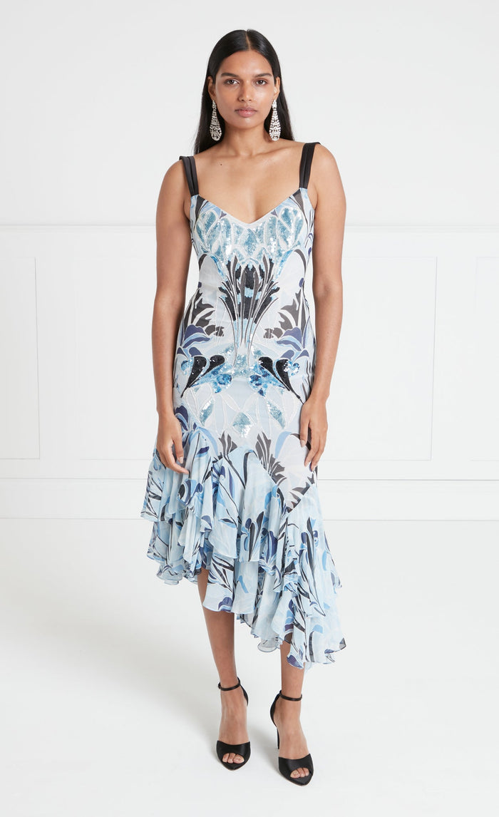 Alani Ruffle Dress - Blue