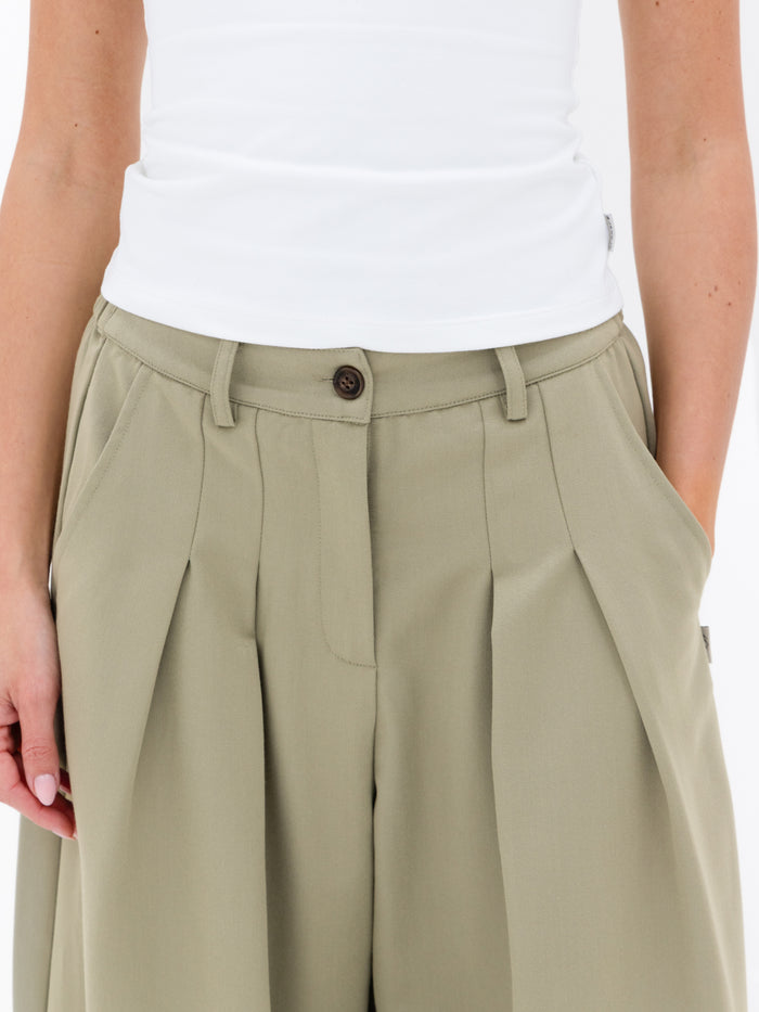 Ali Pleated Trousers - Warm Olive