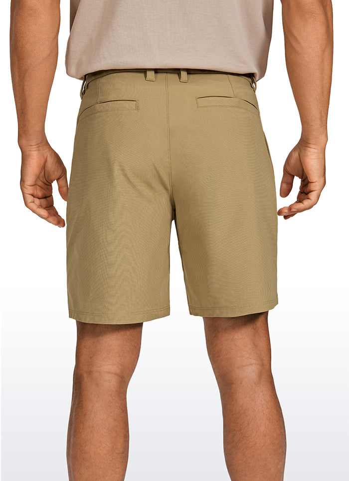 CRZ YOGA Men's Work Classic Fit All-Day Comfort Golf Shorts Pocket 7'' Artifact Brown
