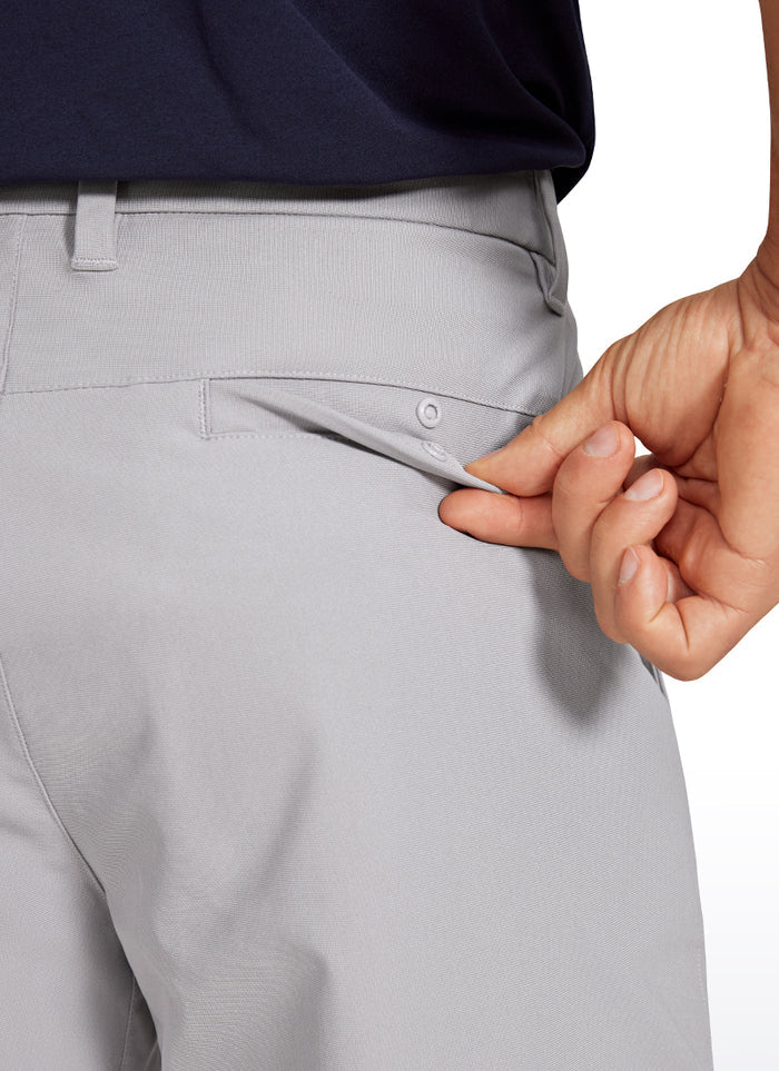 CRZ YOGA Men's Work Classic Fit All-Day Comfort Golf Shorts Pocket 9'' Gull Gray