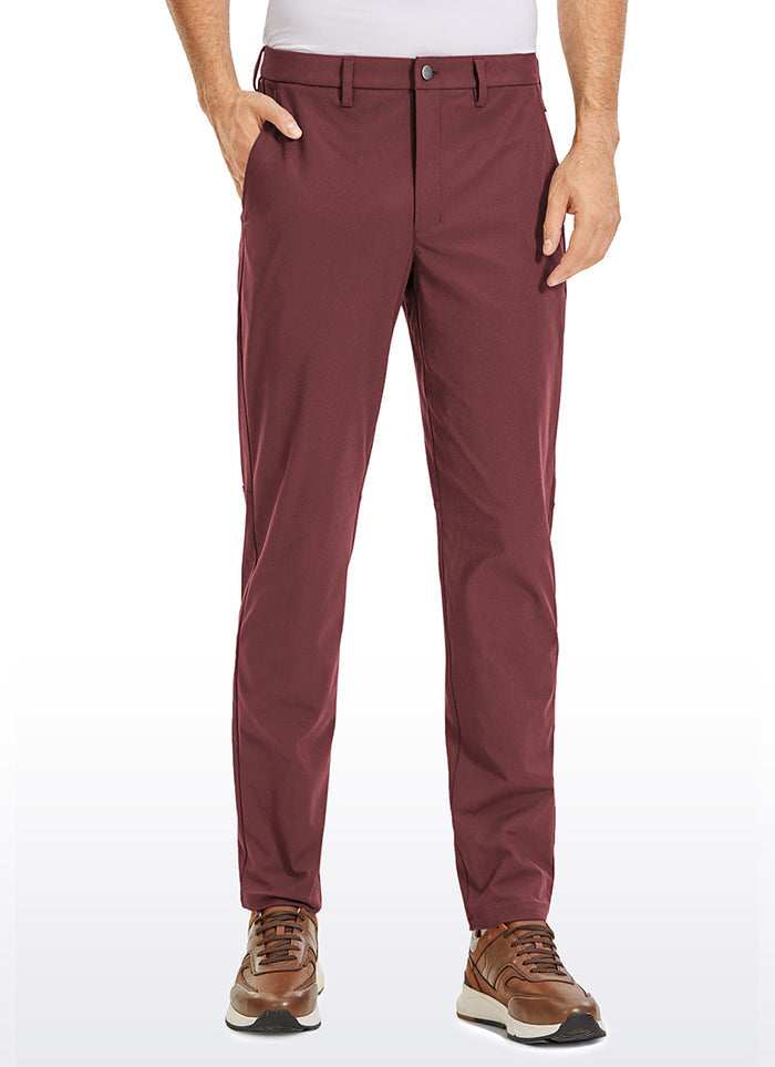 CRZ YOGA Mens Work Classic Fit All-Day Comfort Golf Pants Pockets 32'' Saddle Brown