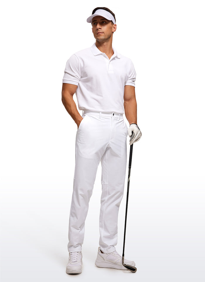 CRZ YOGA Mens Work Classic Fit All-Day Comfort Golf Pants Pockets 34'' White