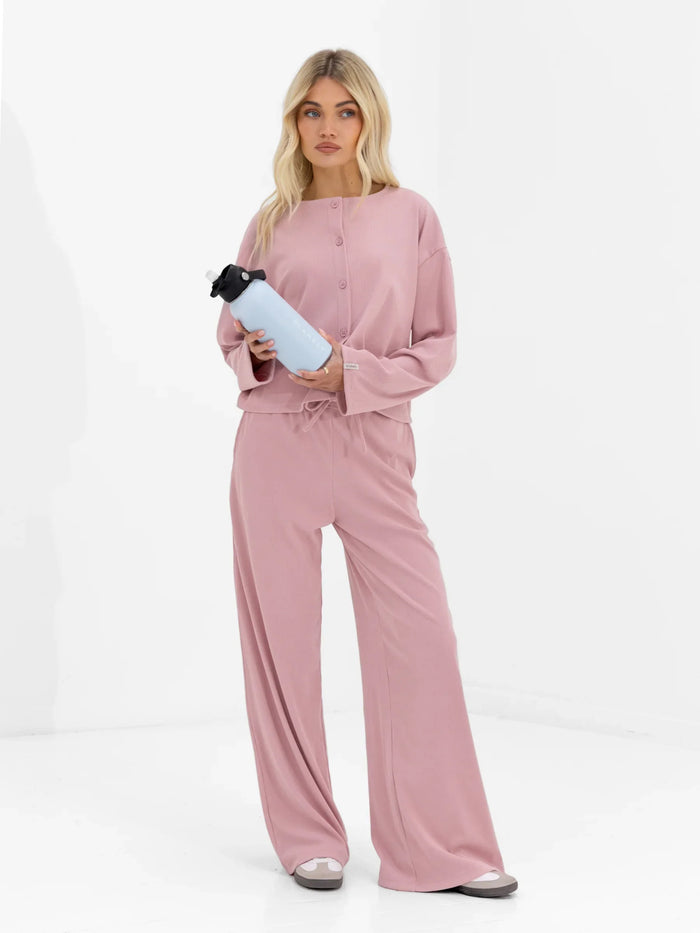 Alma Button Up Cardigan - Dusky Pink