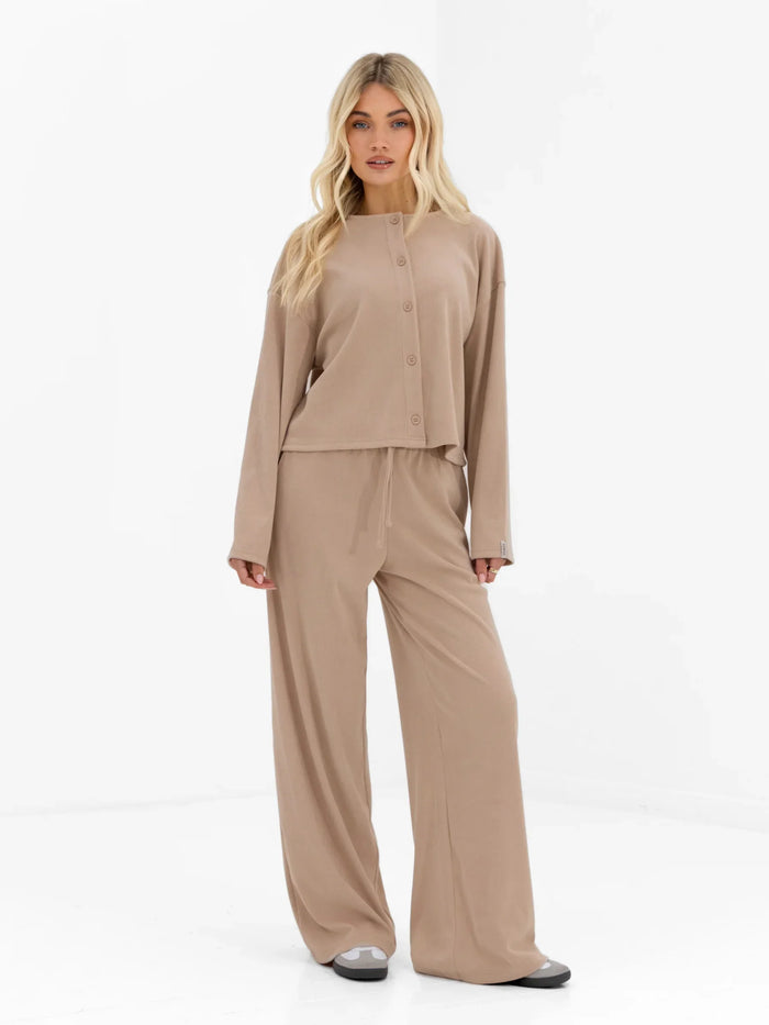 Alma Button Up Cardigan - Tan