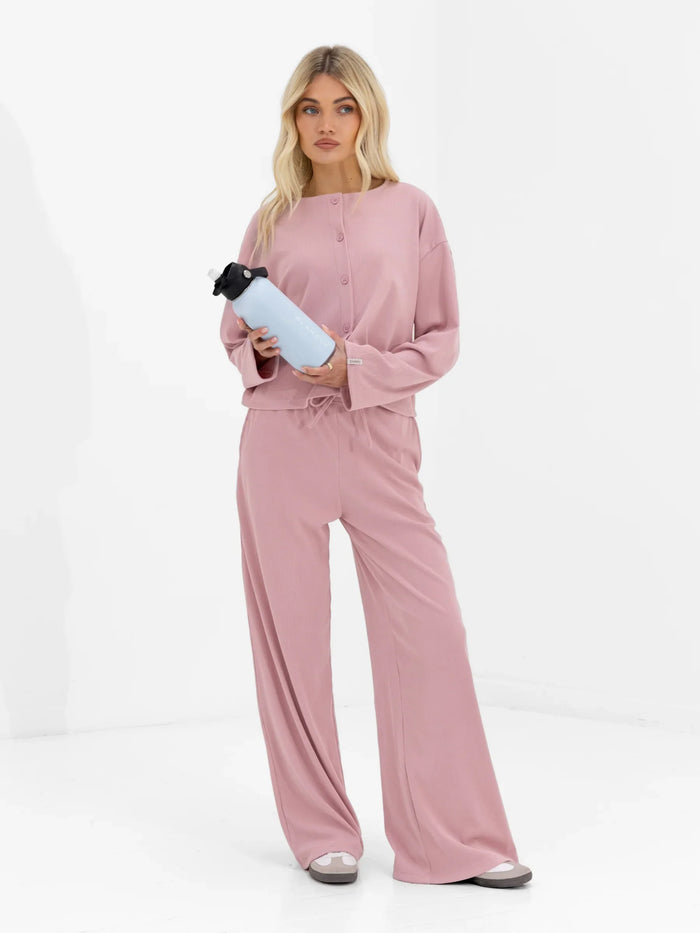 Alma Wide Leg Trousers - Dusky Pink