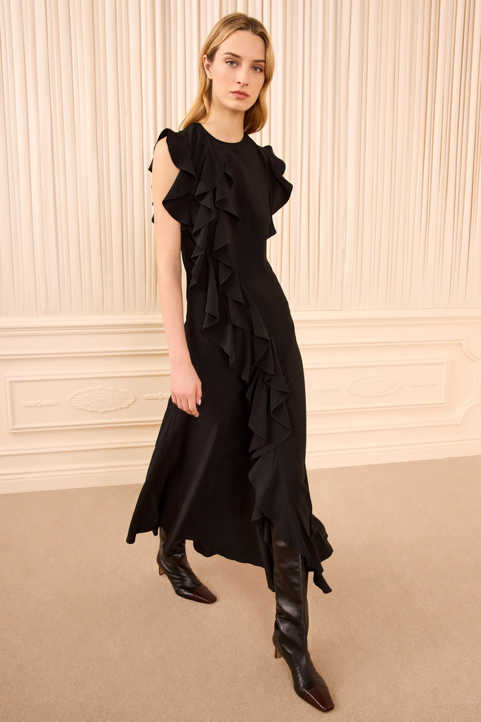 Ameline Sleeveless Silk Dress - Noir