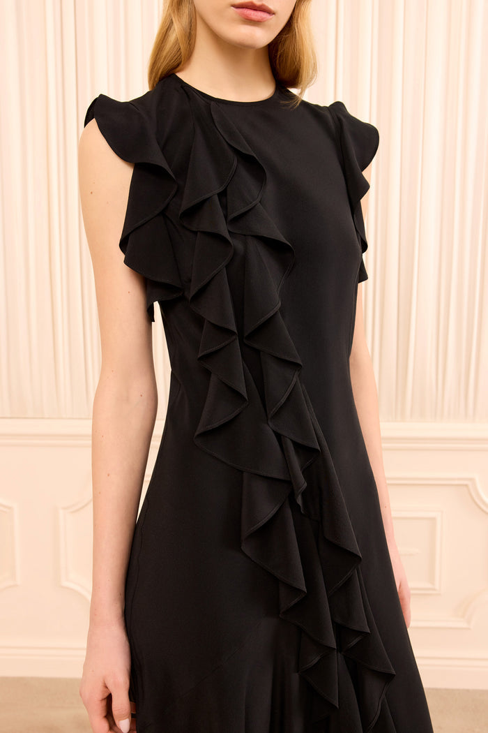 Ameline Sleeveless Silk Dress - Noir