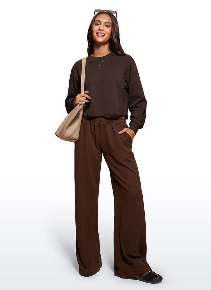 CRZ YOGA Womens Classic Fit Sweat Shirt Crew Neck Pullover Hot Fudge Brown