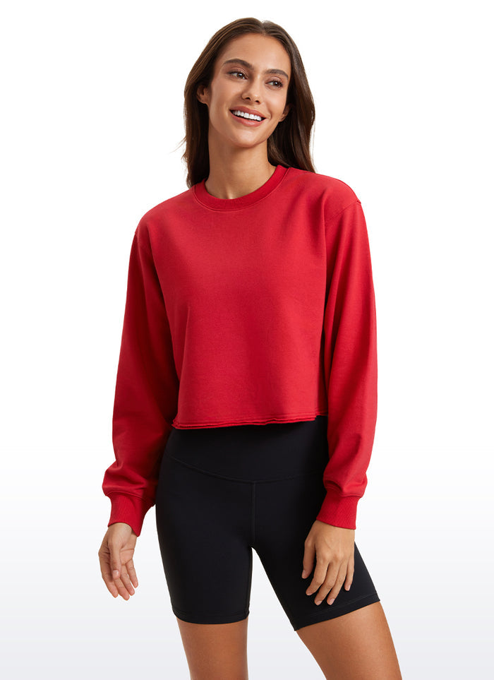 CRZ YOGA Womens Classic Fit Sweat Shirt Crew Neck Pullover Red Chili