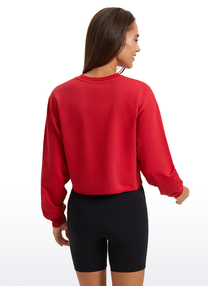 CRZ YOGA Womens Classic Fit Sweat Shirt Crew Neck Pullover Red Chili