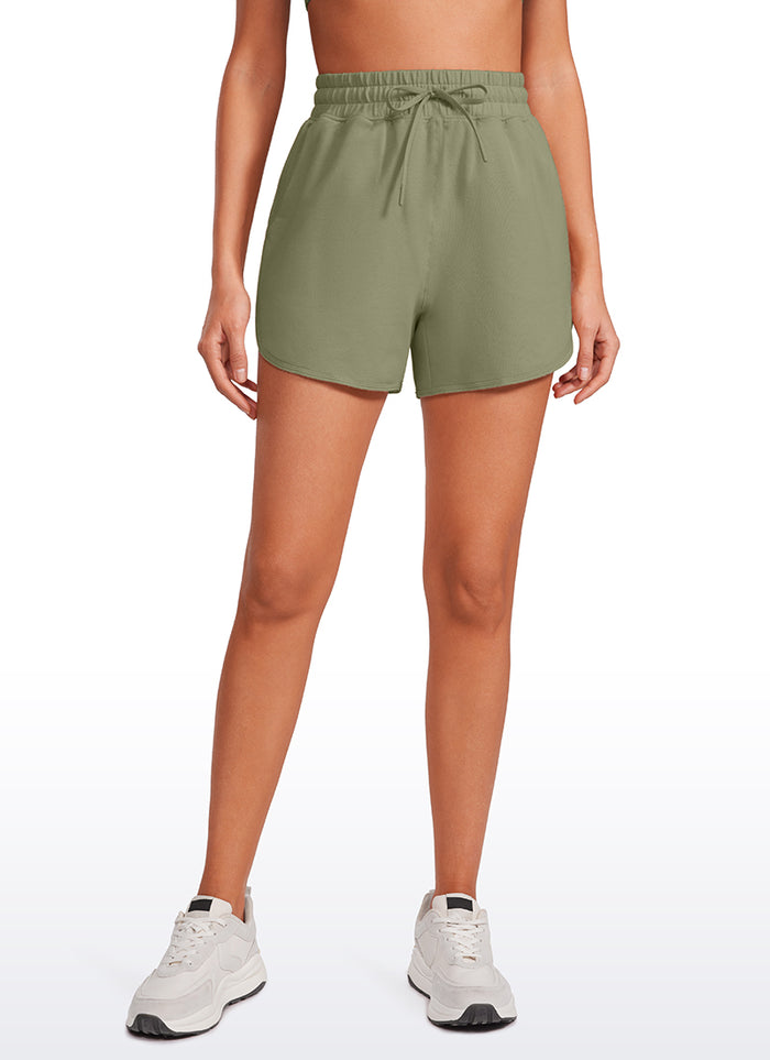 CRZ YOGA Womens Lounge French Terry Amenity Dolphin Sweat Shorts 3.5'' Dusty Olive