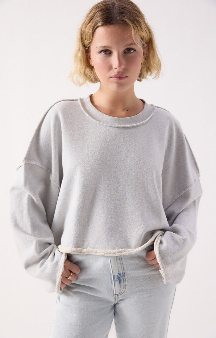 American vintage Sweat Ample Col Rond Bleu Ciel