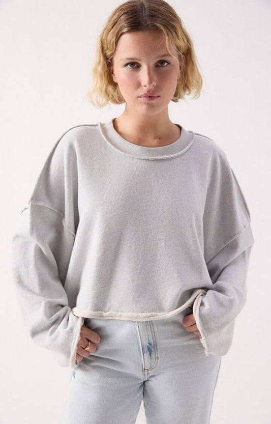 American vintage Sweat Ample Col Rond Bleu Ciel