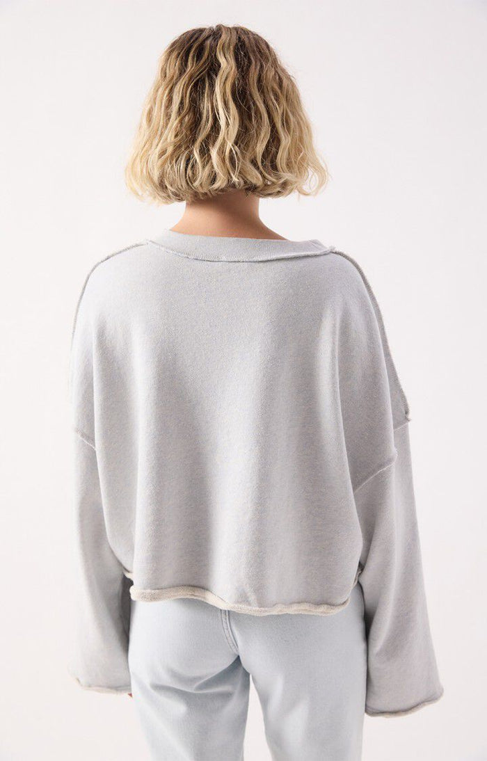 American vintage Sweat Ample Col Rond Bleu Ciel