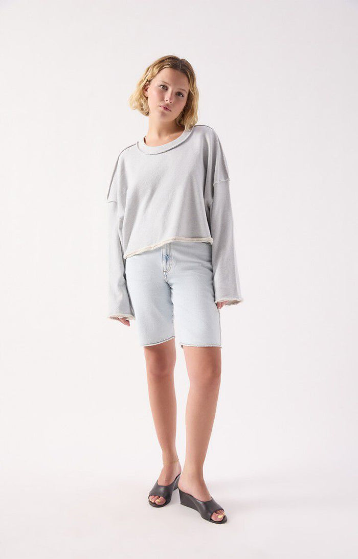 American vintage Sweat Ample Col Rond Bleu Ciel