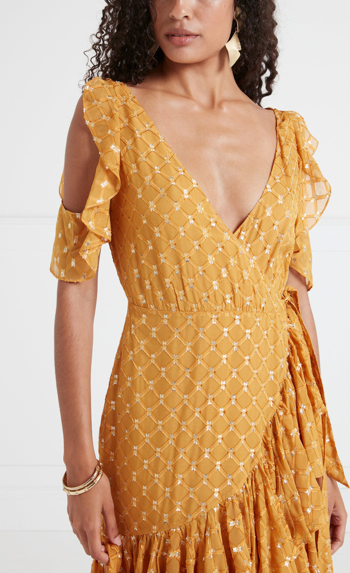 Angelico Mini Dress - Amber Gold