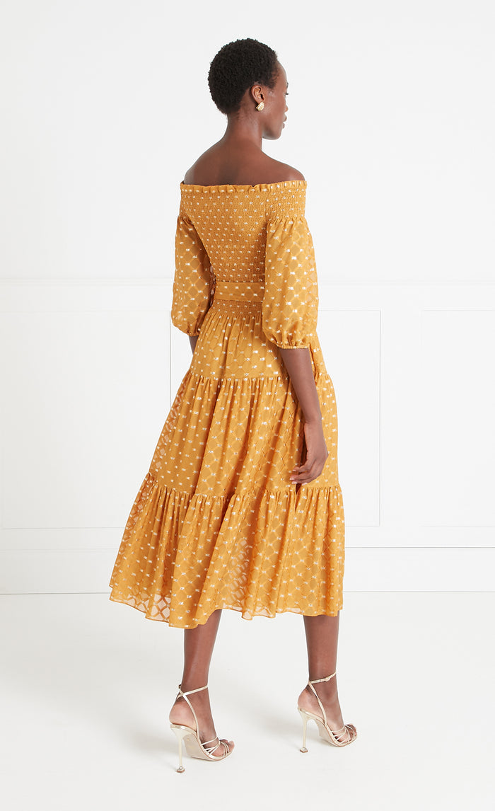 Angelico Off-Shoulder Dress - Amber Gold