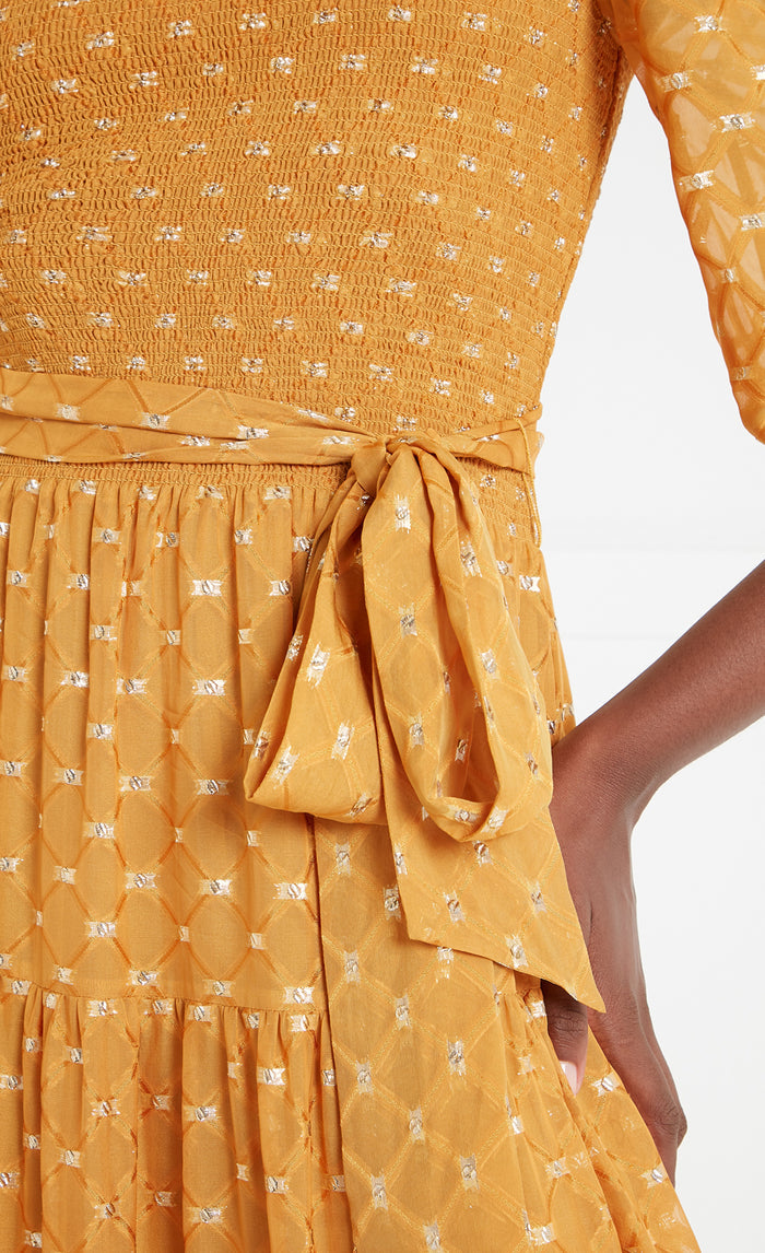 Angelico Off-Shoulder Dress - Amber Gold