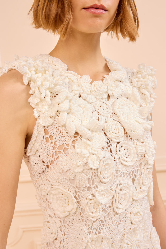 Ivory Crochet Dress - Bodice Detail Wildflower Motif | Ulla Johnson