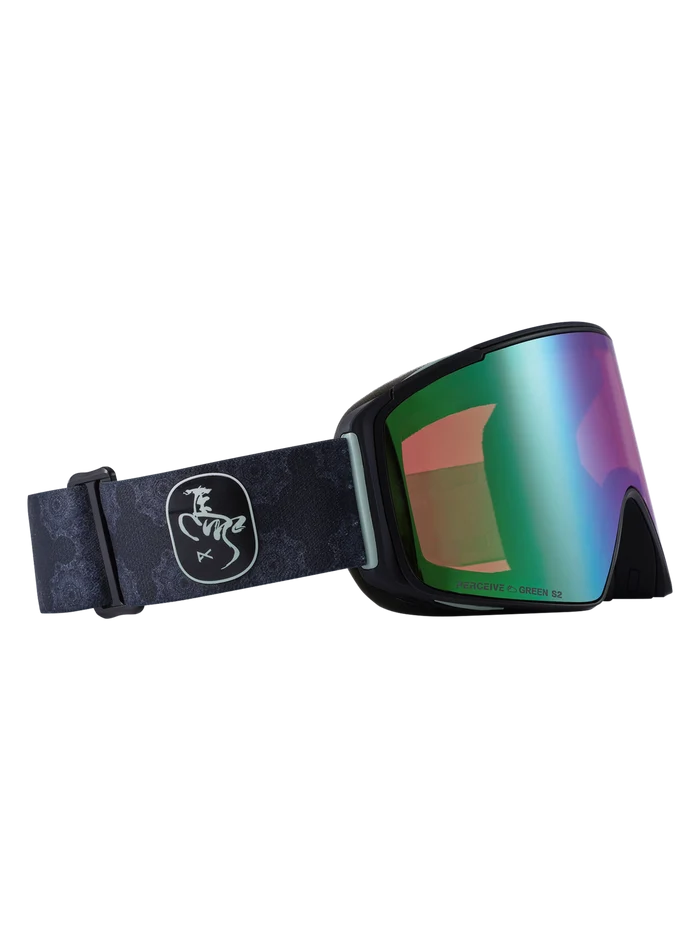 Product image of Anon Year of the Horse M4S Goggles (Cylindrical) + Bonus Lens + MFI® Face Mask[Variant:Frame: Black, Lens: Perceive Variable Green (22% / S2), Spare Lens: Perceive Sunny Onyx (6% / S4)]