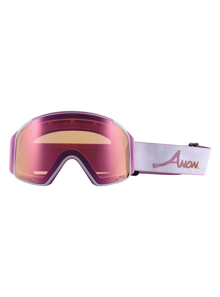 Product image of Anon Year of the Horse M4S Goggles (Cylindrical) + Bonus Lens + MFI® Face Mask[Variant:Frame: White, Lens: Perceive Cloudy Pink (53% / S1), Spare Lens: Perceive Sunny Onyx (6% / S4)]