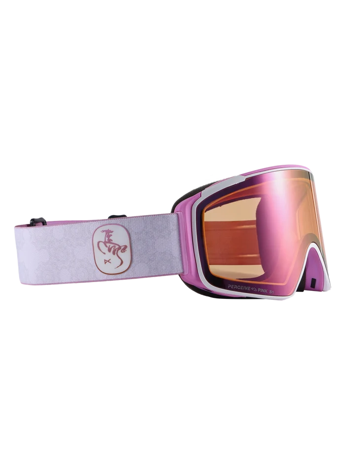 Product image of Anon Year of the Horse M4S Goggles (Cylindrical) + Bonus Lens + MFI® Face Mask[Variant:Frame: White, Lens: Perceive Cloudy Pink (53% / S1), Spare Lens: Perceive Sunny Onyx (6% / S4)]