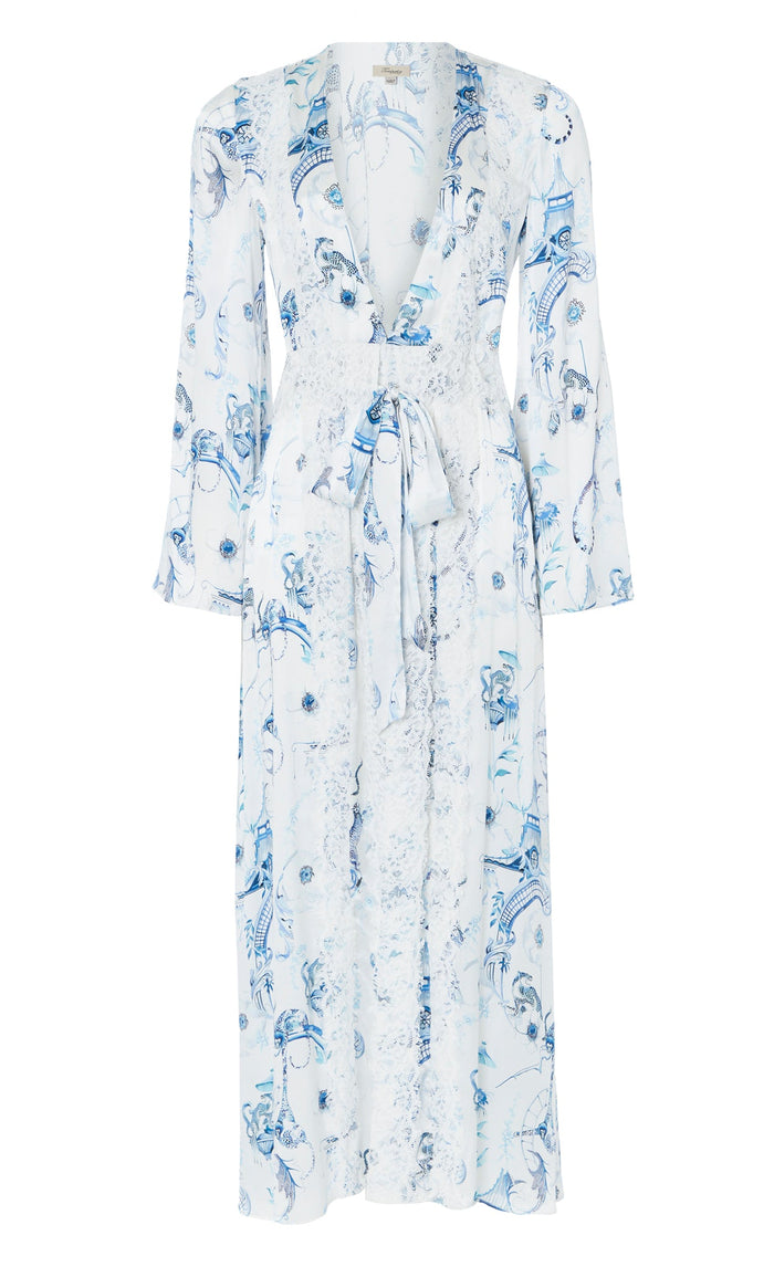 Aphrodite Robe - White & Blue Euphoria