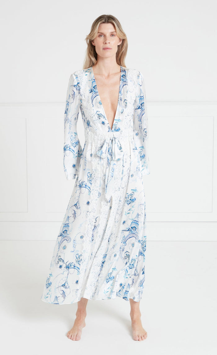 Aphrodite Robe - White & Blue Euphoria