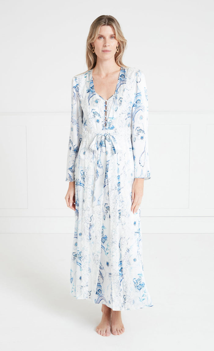Aphrodite Robe - White & Blue Euphoria