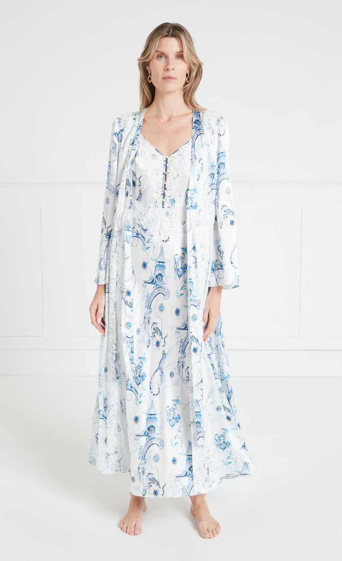 Aphrodite Robe - White & Blue Euphoria