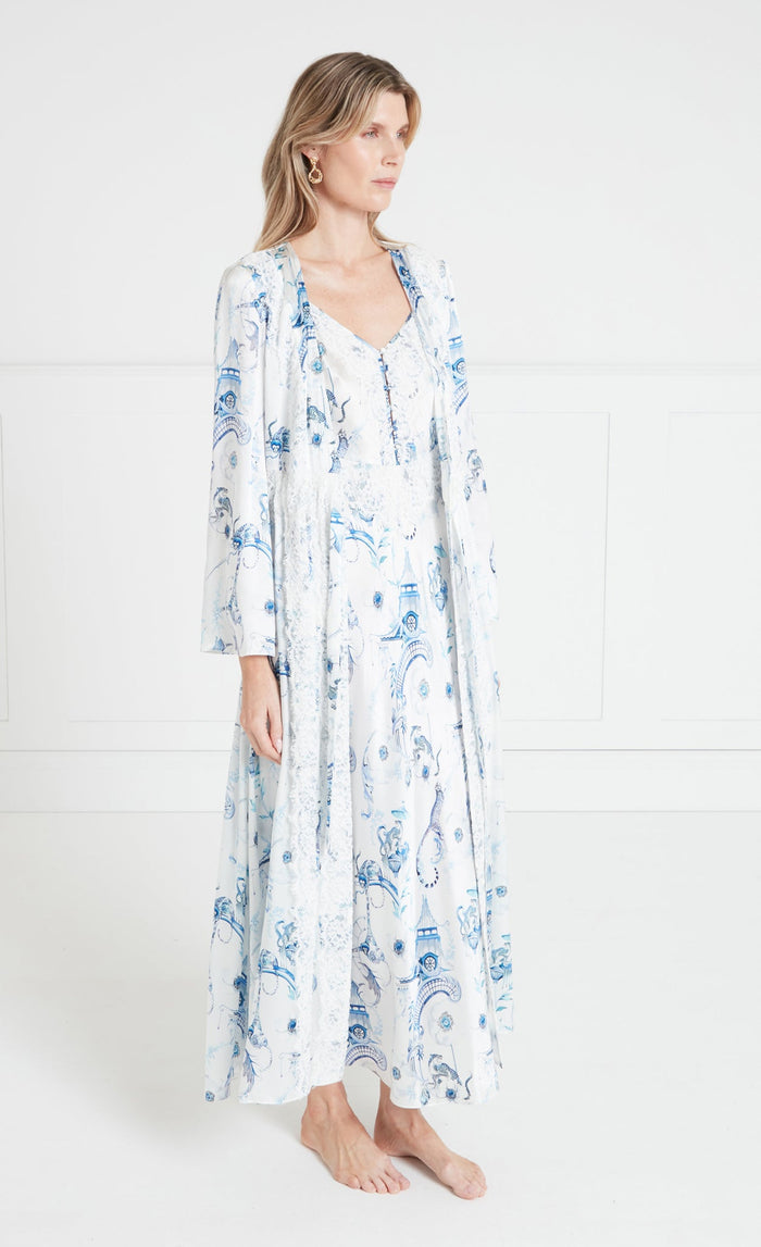 Aphrodite Robe - White & Blue Euphoria