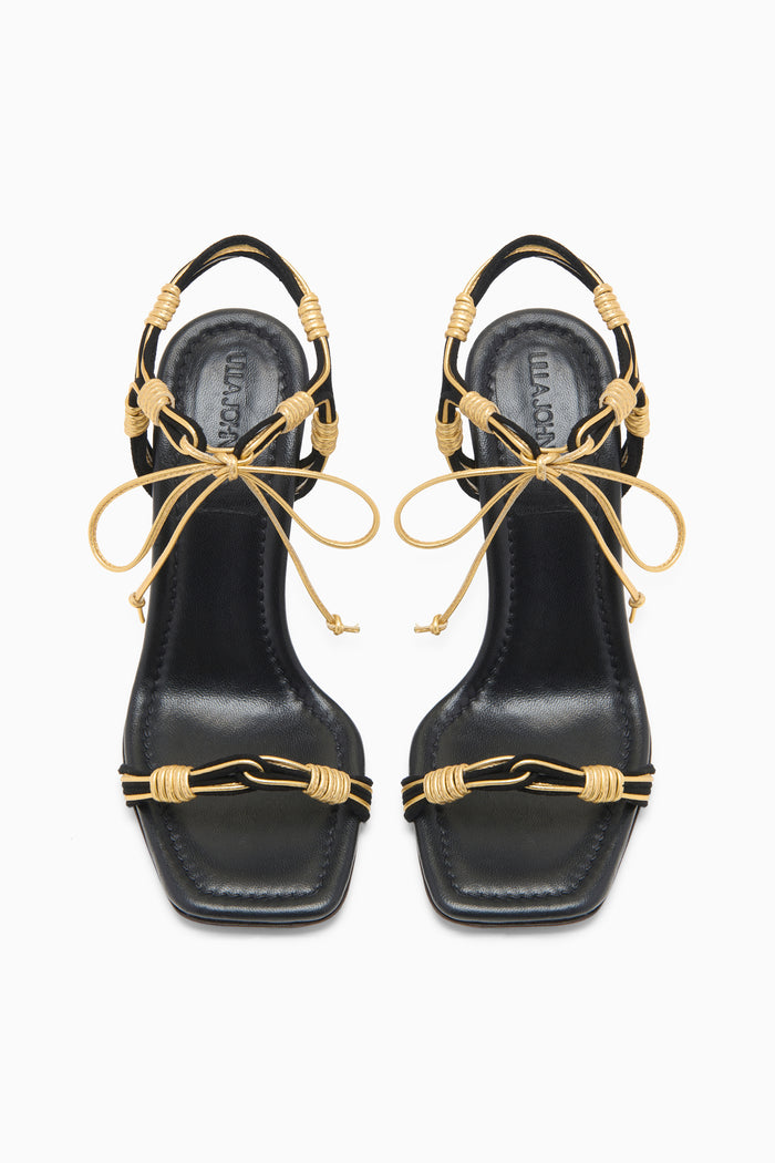 Gold Noir Luxury Strappy High Heels - Top View Pair | Ulla Johnson