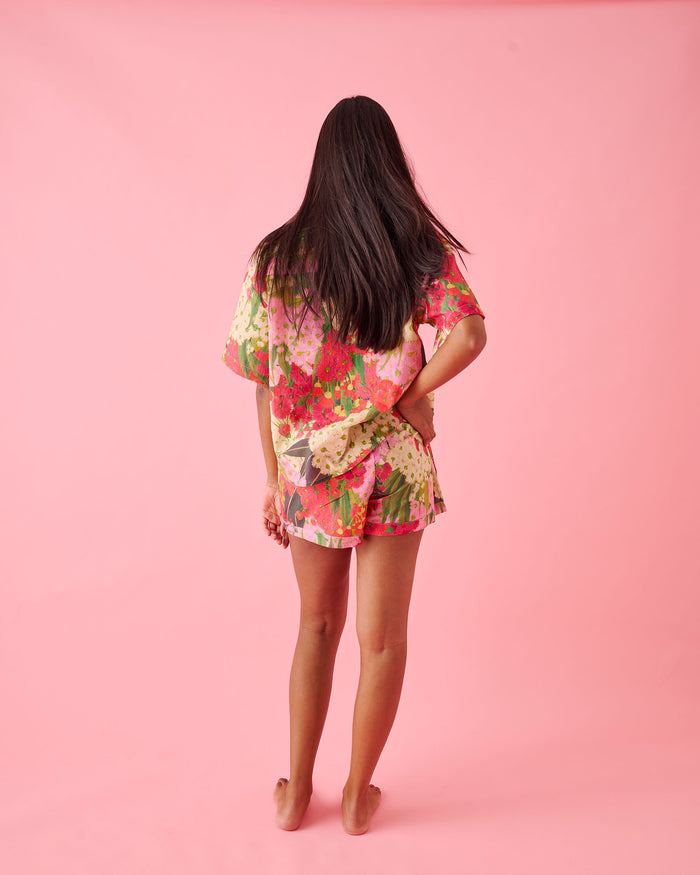 Australian Bush Blossom Adult Organic Cotton Short Sleeve Shirt & Short Pyjama Set
