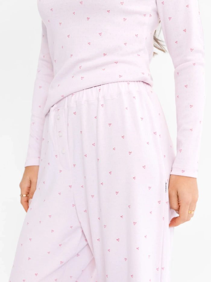 Avery Pointelle Trousers - Heart Print